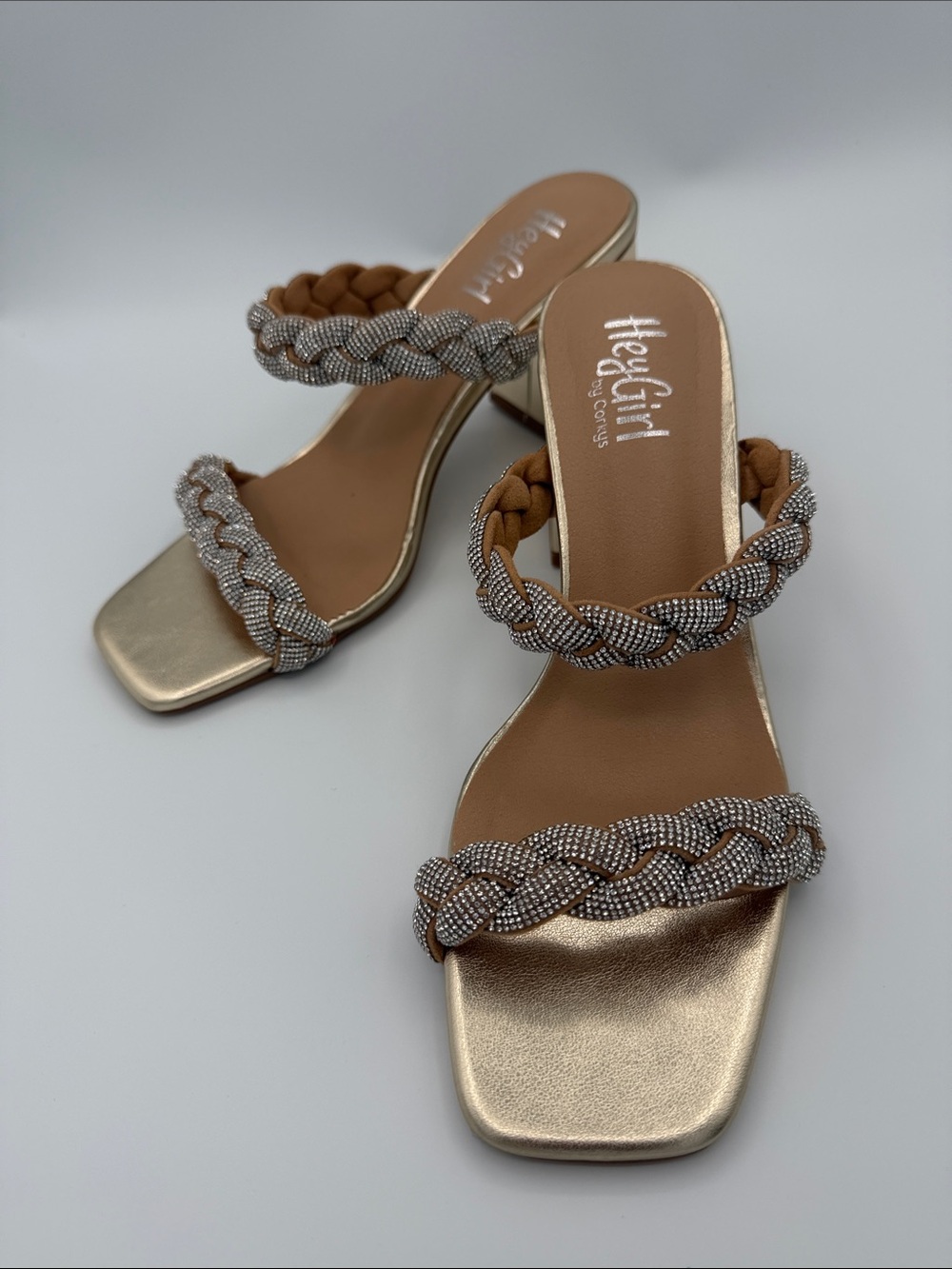 Corkys Metallic Gold Braided-Strap Heeled Sandals